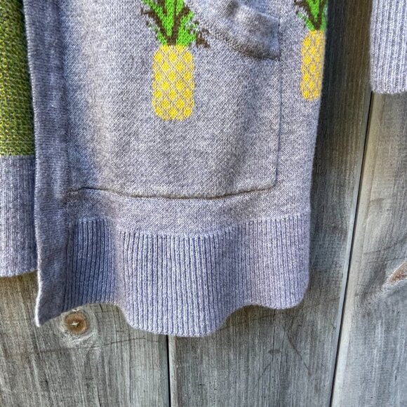 belldini Cotton Garden Girl Hooded Cardigan Sweater Gray Pineapple Preppy Twee S - Picture 7 of 13